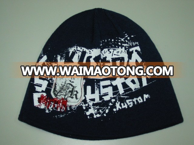 Customized popular printing logo beanie with custom label