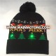 S4263 fashion Xmas gift snow Santa Claus knitted hats Reindeer patterns light up hats led beanie with pompom on the top