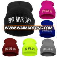 YOUME High Quality Beanies Bad Hair Day Hat Letter Adult Casual Unisex Acrylic Hats For Caps Winter Cap Beanie For Men And Women